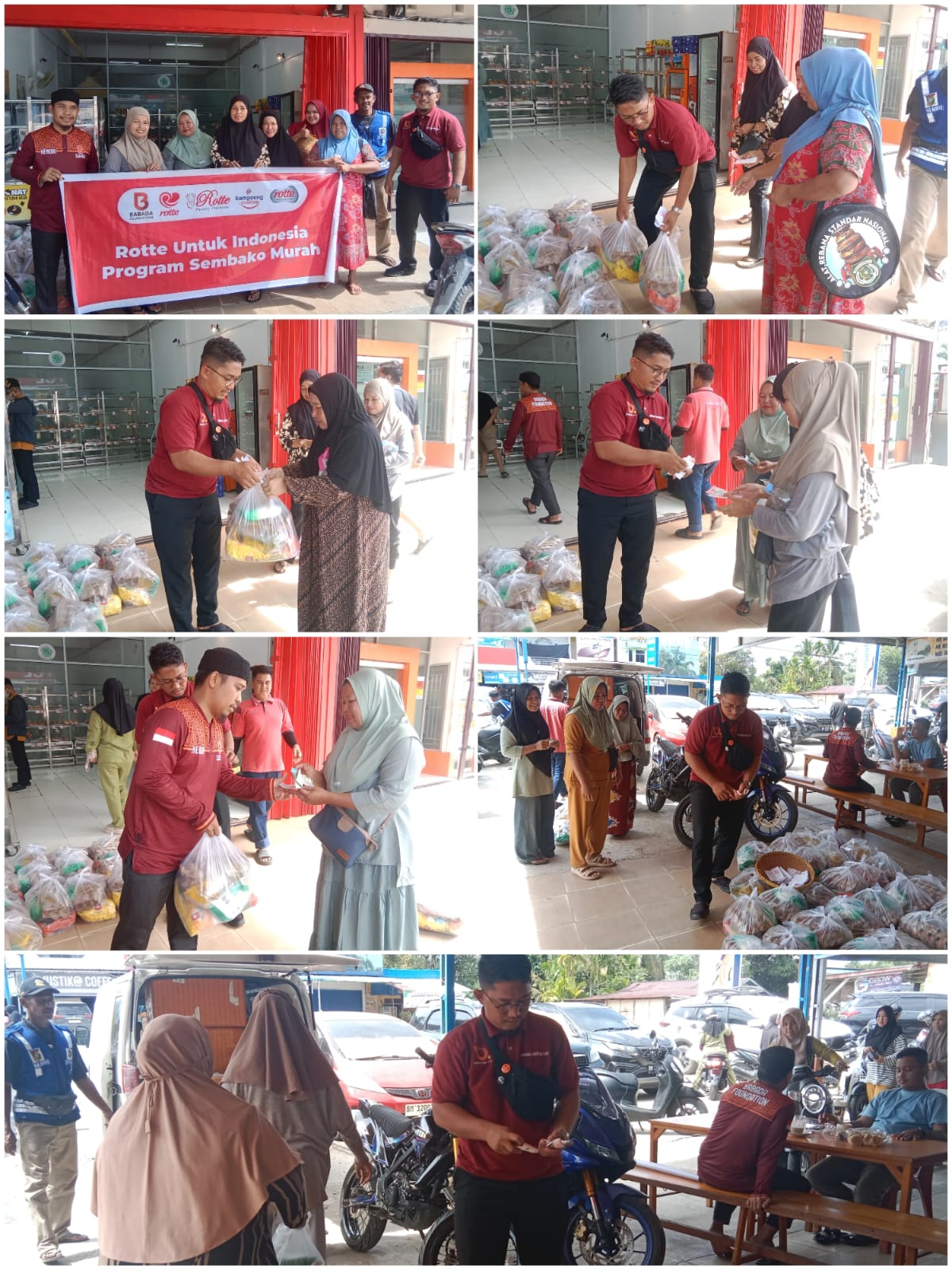 Babada Foundation dan Rotte Bakery menyalurkan 120 paket sembako murah untuk membantu masyarakat di Kuantan Tengah dan Kampar Kiri.