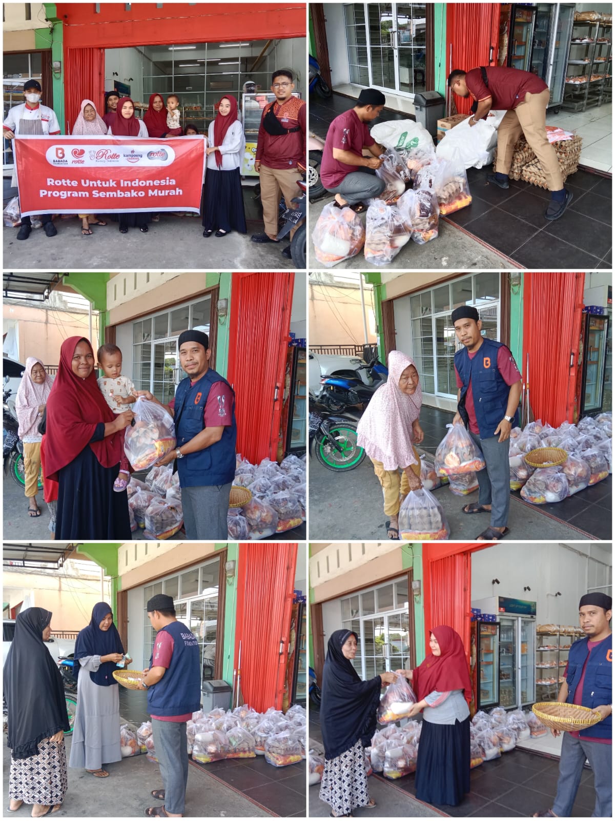 Babada Foundation dan Rotte Bakery menyalurkan 120 paket sembako murah untuk membantu masyarakat di Kuantan Tengah dan Kampar Kiri.