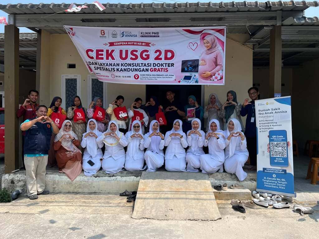 Babada Foundation mendukung bakti sosial USG gratis di Pekanbaru bersama TPQ Babada Asalam, RSIA Annisa, PMB Bidan Riza, dan Universitas Hangtuah Pekanbaru.